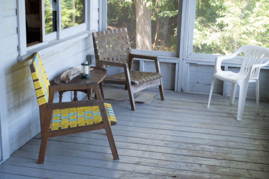 Sitting area on waterfront porch