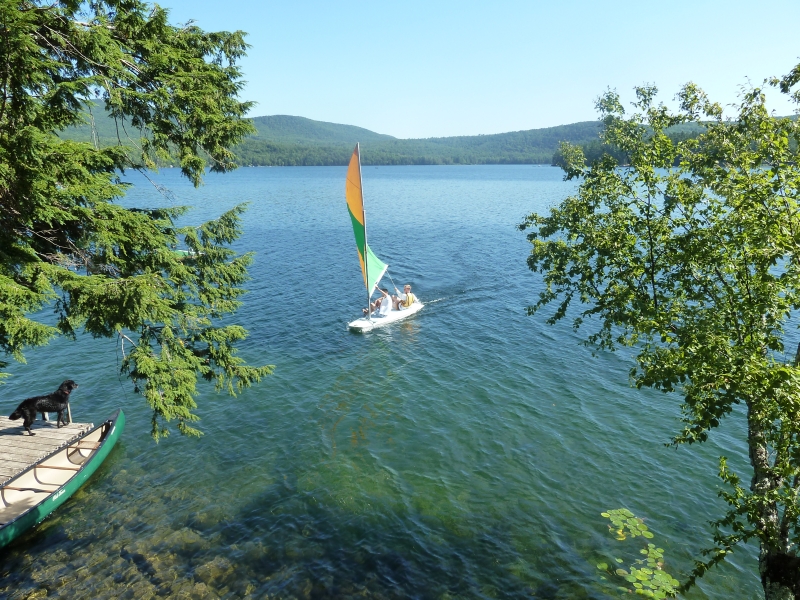 Our sailboat approaching our dock